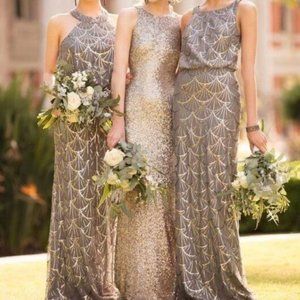 Sorella Vita Plato Silver Sequin Maxi Dress 9064